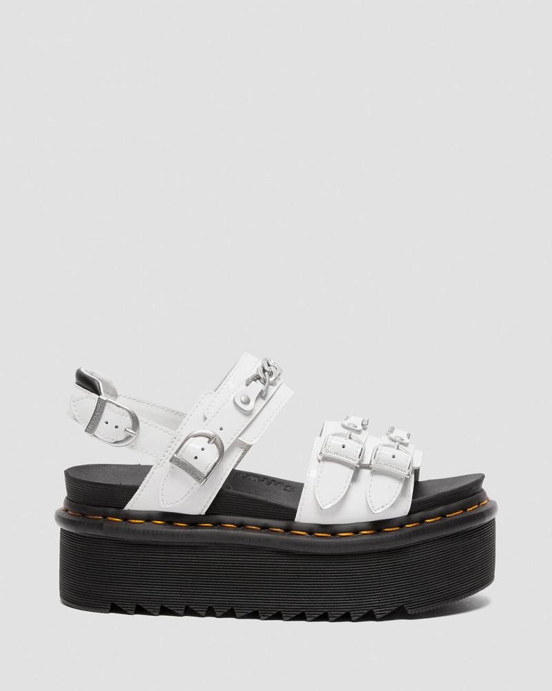 Sandalias De Gladiador Dr Martens Voss II Chain Charol Cuero Mujer Blancos | MX 486XYU